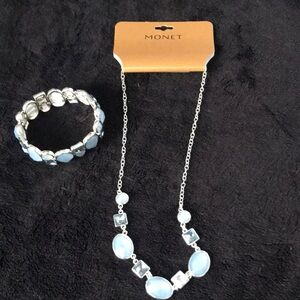 Monet Silver and Blue Jewelry Set